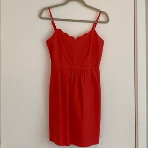 J. Crew red scalloped dress